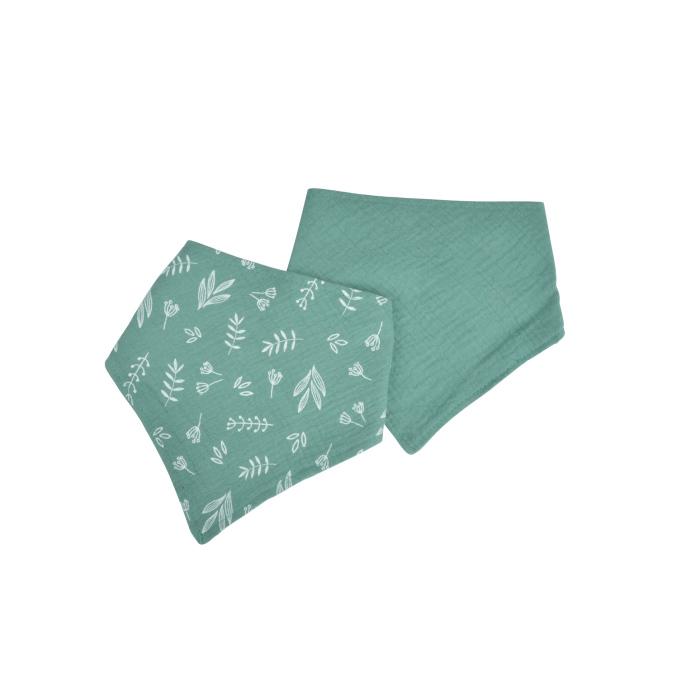 LOT 2 BAVOIRS BANDANA GAZE DE COTON 16X41CM VERT