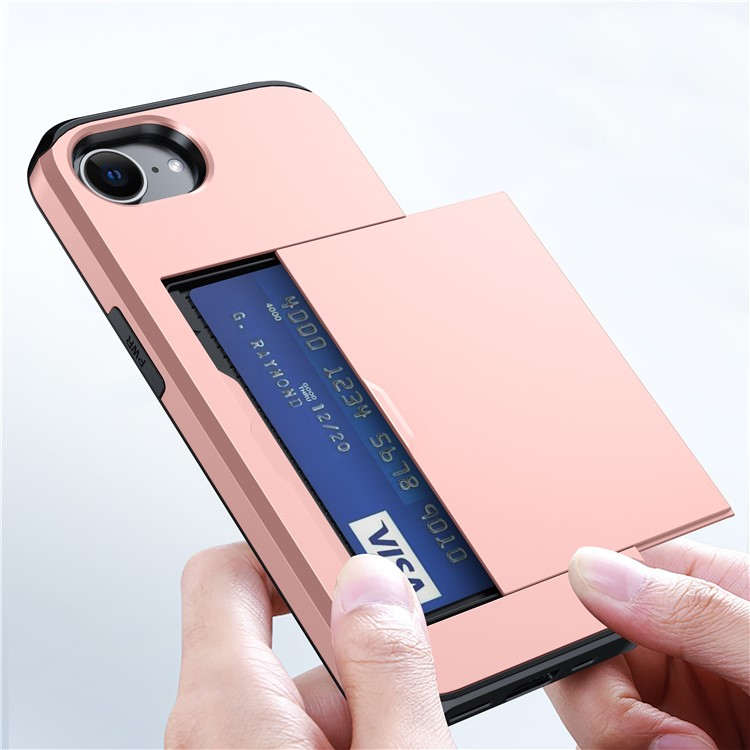 iPhone 16e Hybrid Hardcase Hülle mit integriertem Karten Portemonnaie (aufschiebbar) - Blau