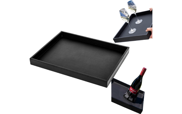 Silwy Metall Tablett Leder-Look 41,5 x 31,5 x 4 cm