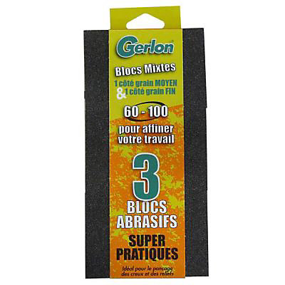 Lot 3 blocs abrasif mixtes Gerlon grain fi et grain moyen 60 - 100