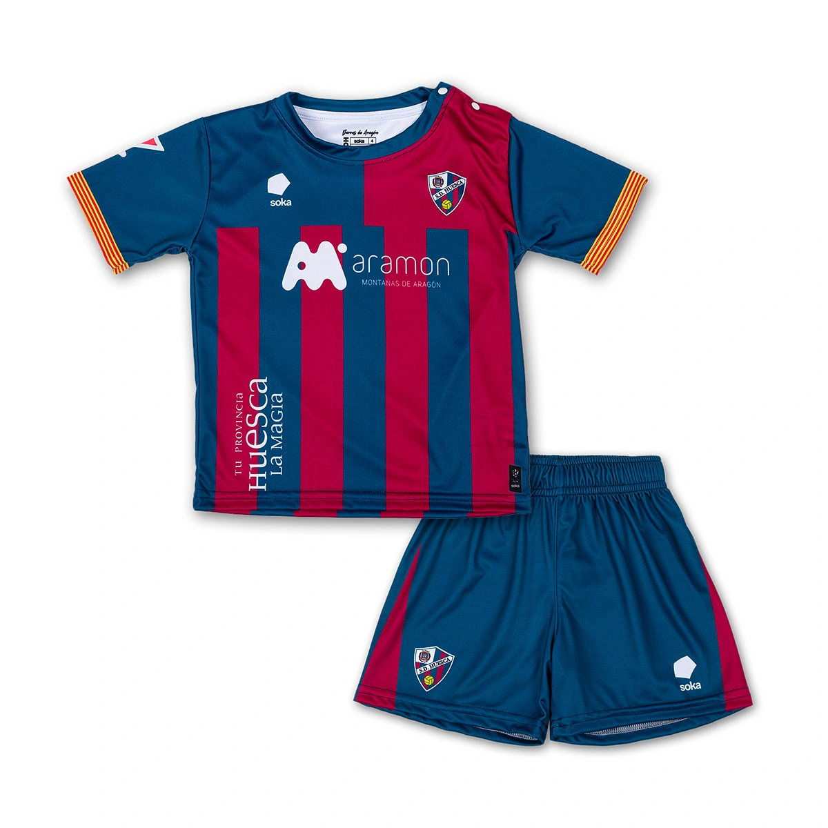 Conjunto Soka SD Huesca Primeiro Equipamento Bebé 2025-2026