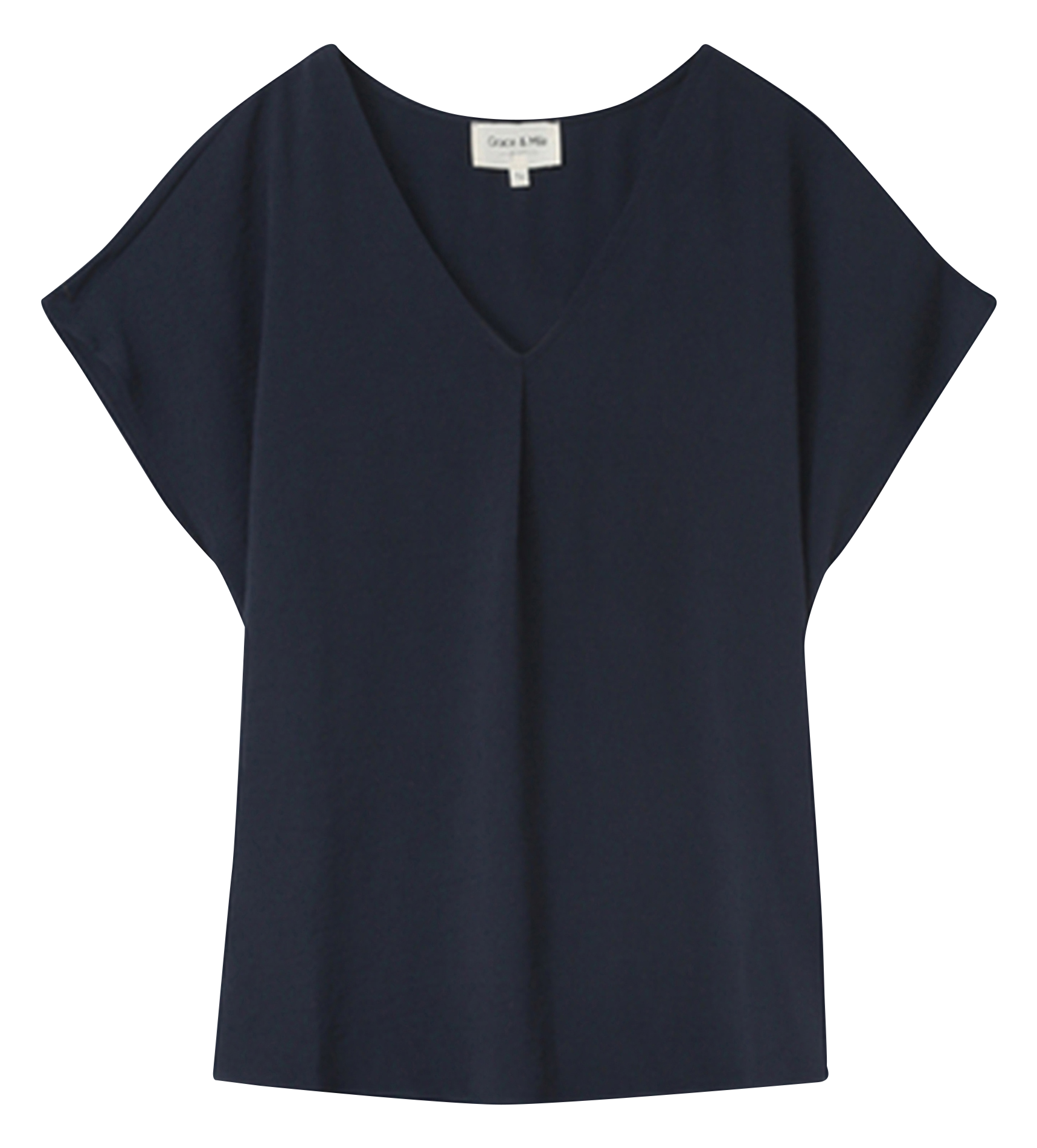 NICELY - Top ample col V à plis | Bleu