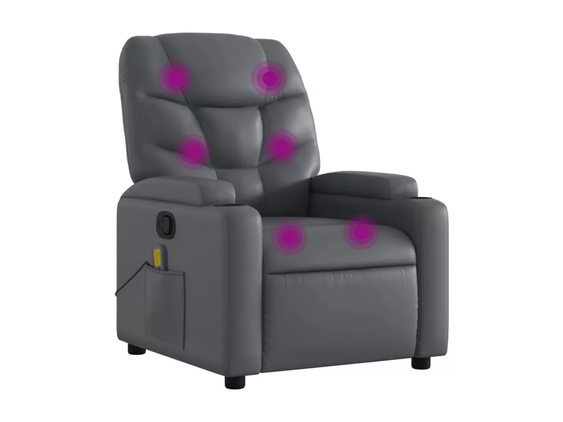 Fauteuil massant inclinable Gris Similicuir