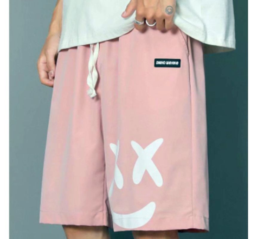 Cowpow - Mid Rise Smiley Face Print Shorts