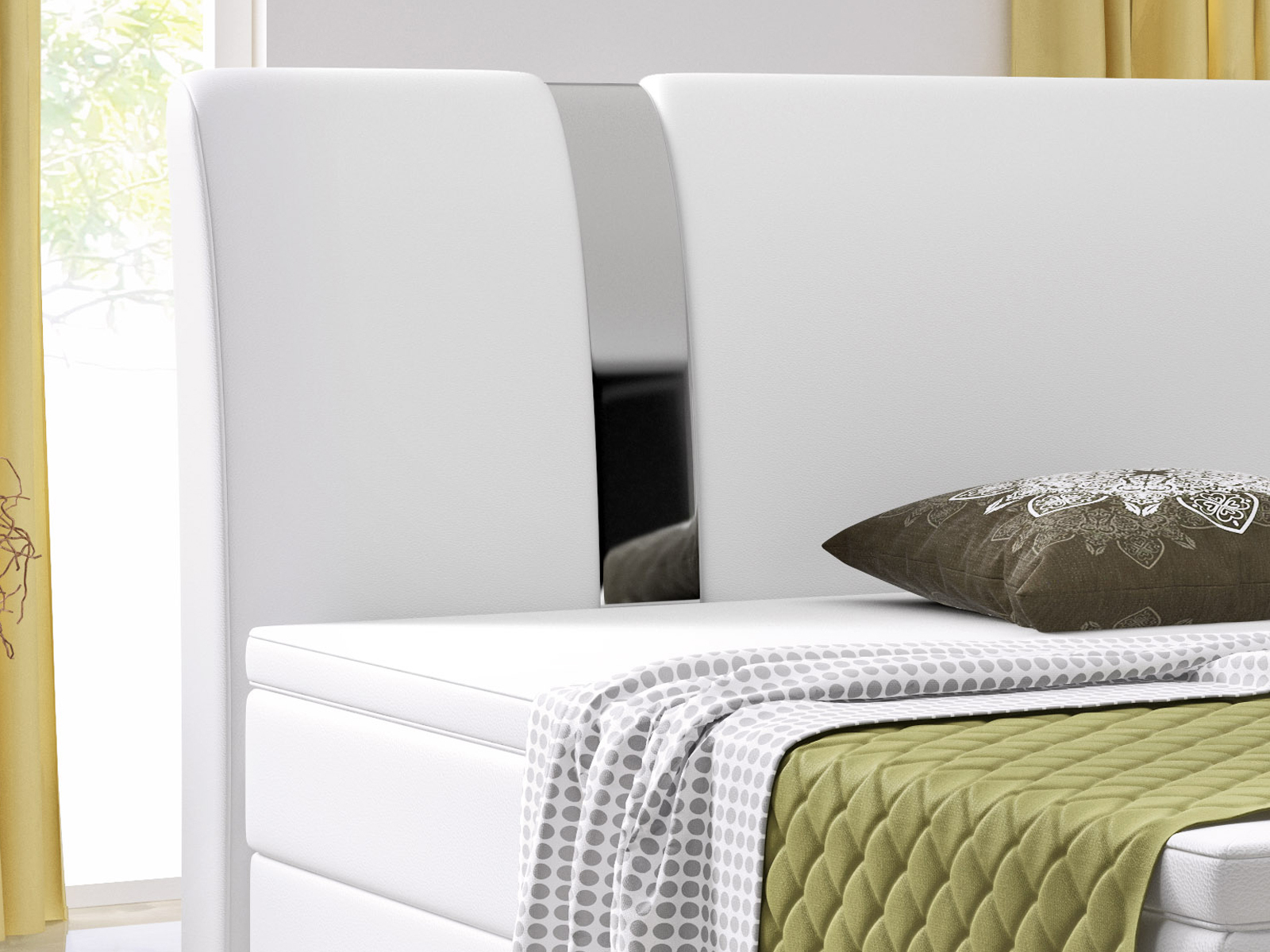 Boxspringbett - weiß - Kunstleder - mit Topper - H3 - 180x200 cm