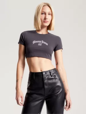 Camiseta cropped com logo