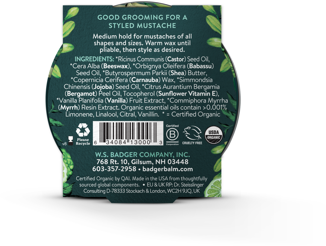 Badger Balm  Mustache Wax, 21 g