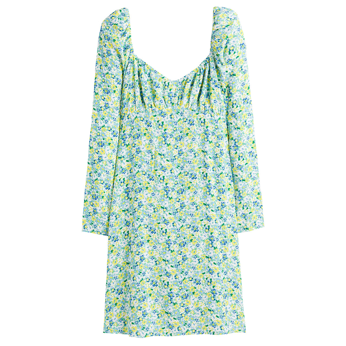 COLEÇÃO LA REDOUTE<br>Vestido curto com decote quadrado e mangas compridas