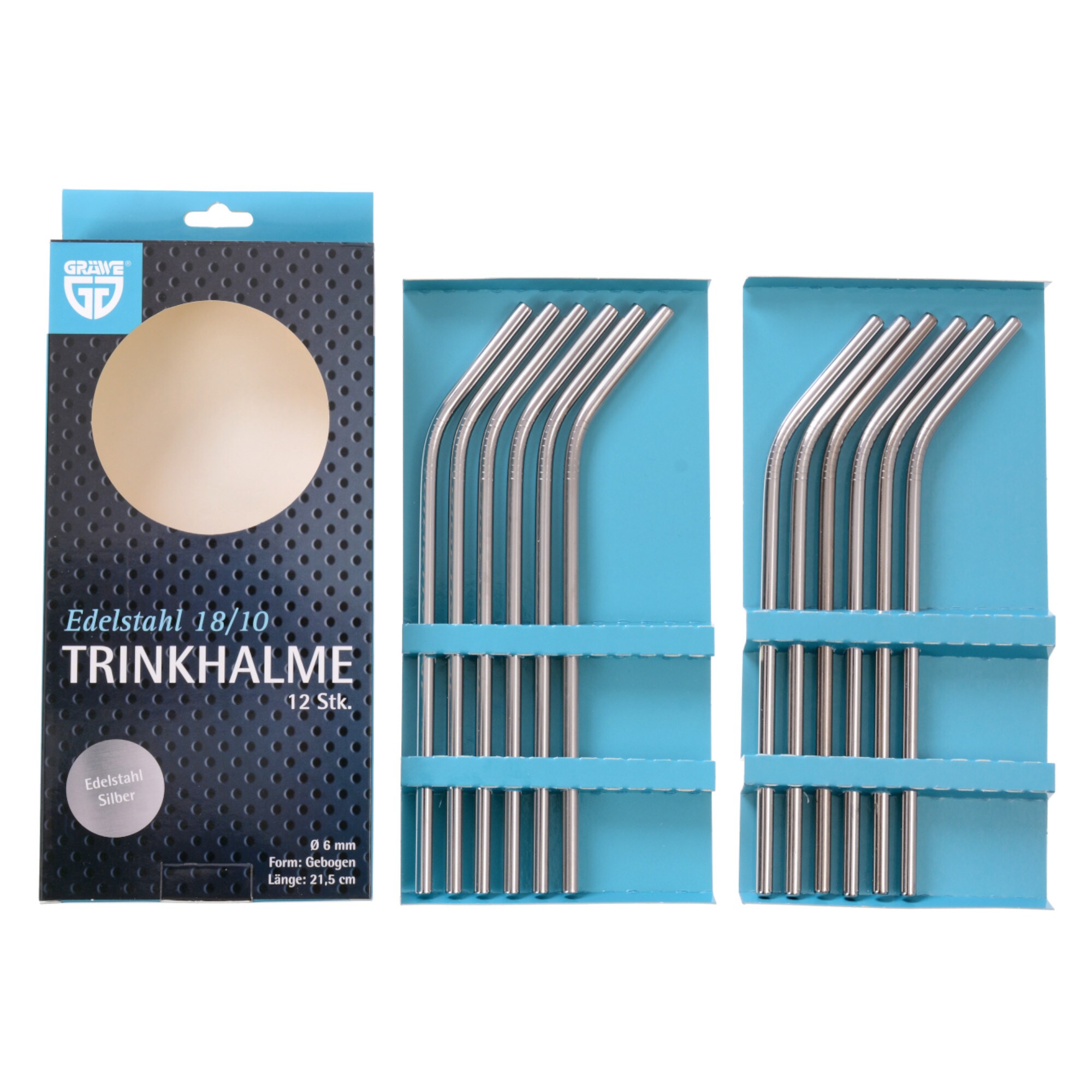 GRÄWE Trinkhalme Edelstahl 12er Set