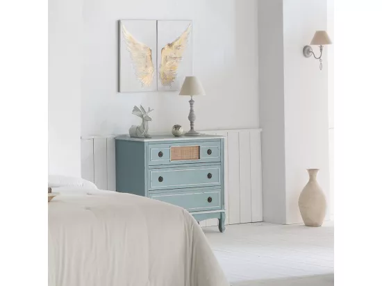 Commode en bois bleue 90x38x80
