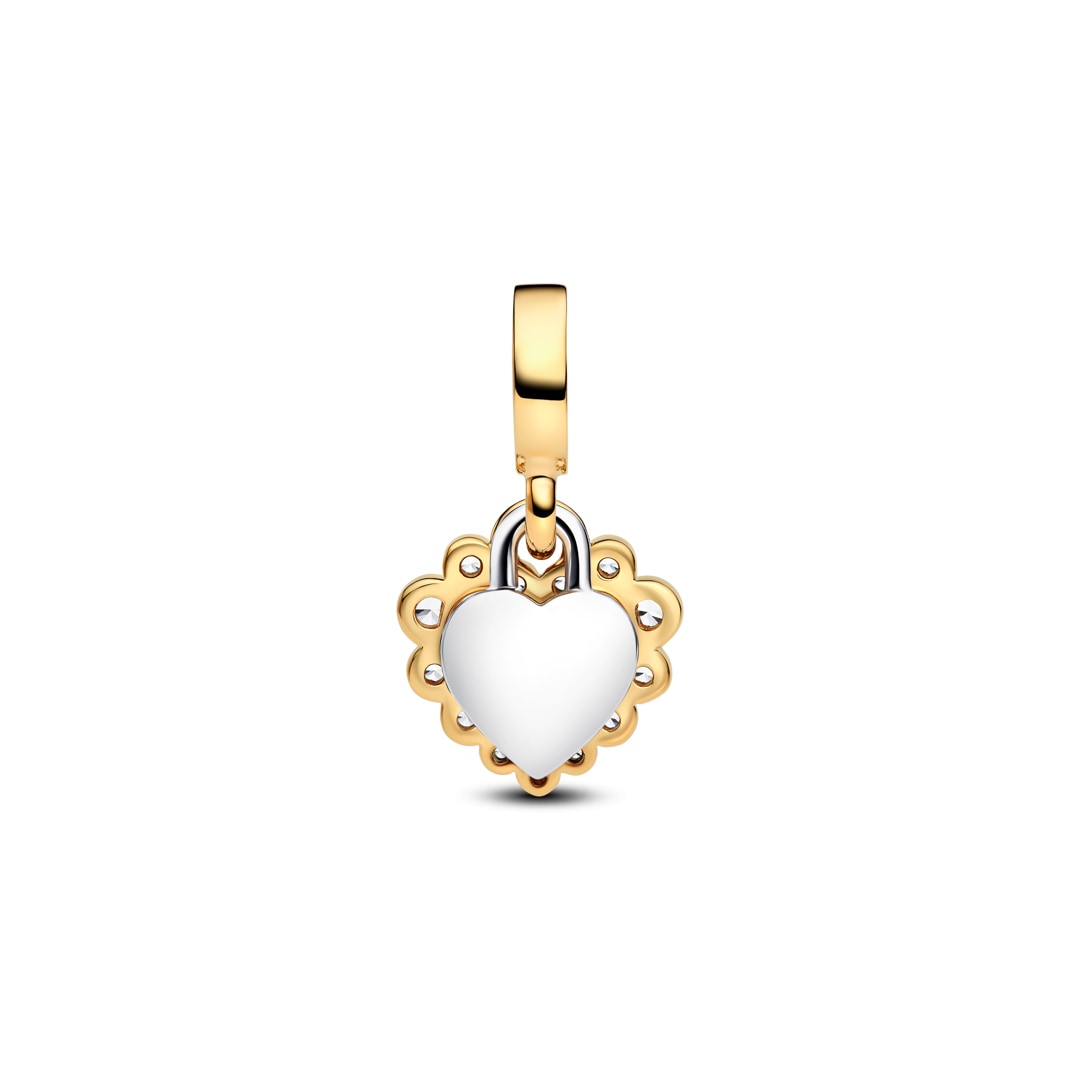Pandora Gold Moments Funkelnder Doppel-Herzanhänger Charm 925 Silber