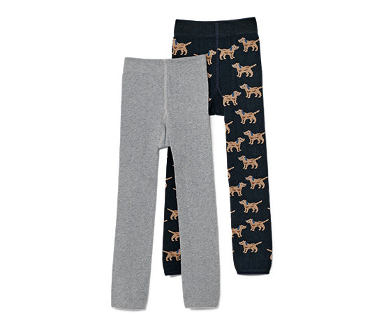 2 Kinder-Strickleggings mit Stickerei