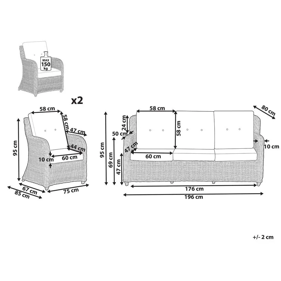 ALESSANO - Loungeset voor 5 - Naturel - Rotan