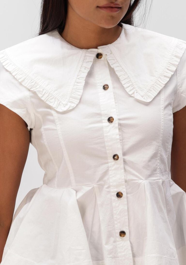 witte ganni tops & t-shirts peter pan collar shirt