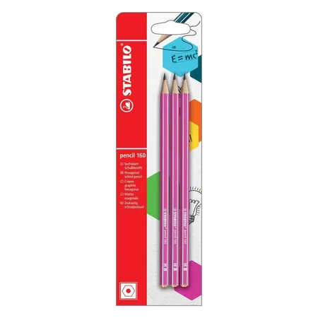 Bleistift - STABILO pencil 160 in pink - Härtegrad HB - 3er Pack