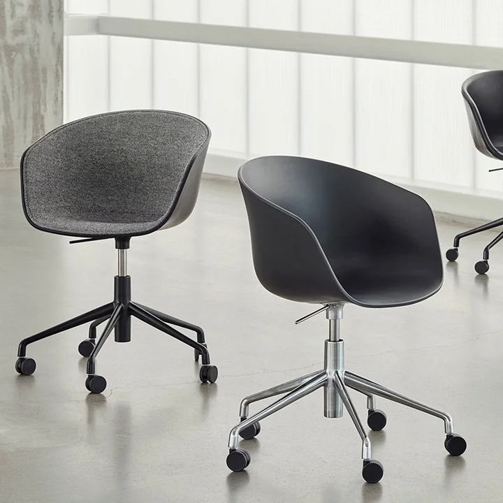 HAY - About A Chair AAC 52 mit Gaslift, Aluminium poliert / white 2.0