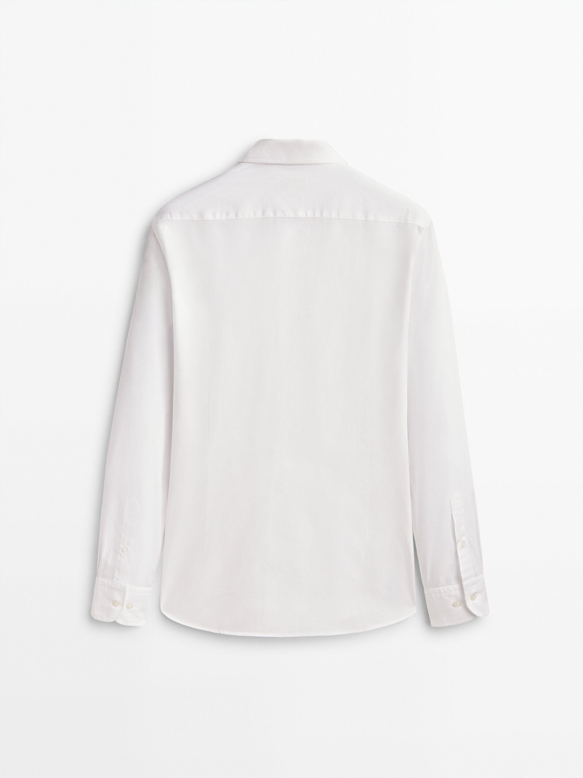Camisa de algodão texturizado com modelagem slim fit - BRANCA