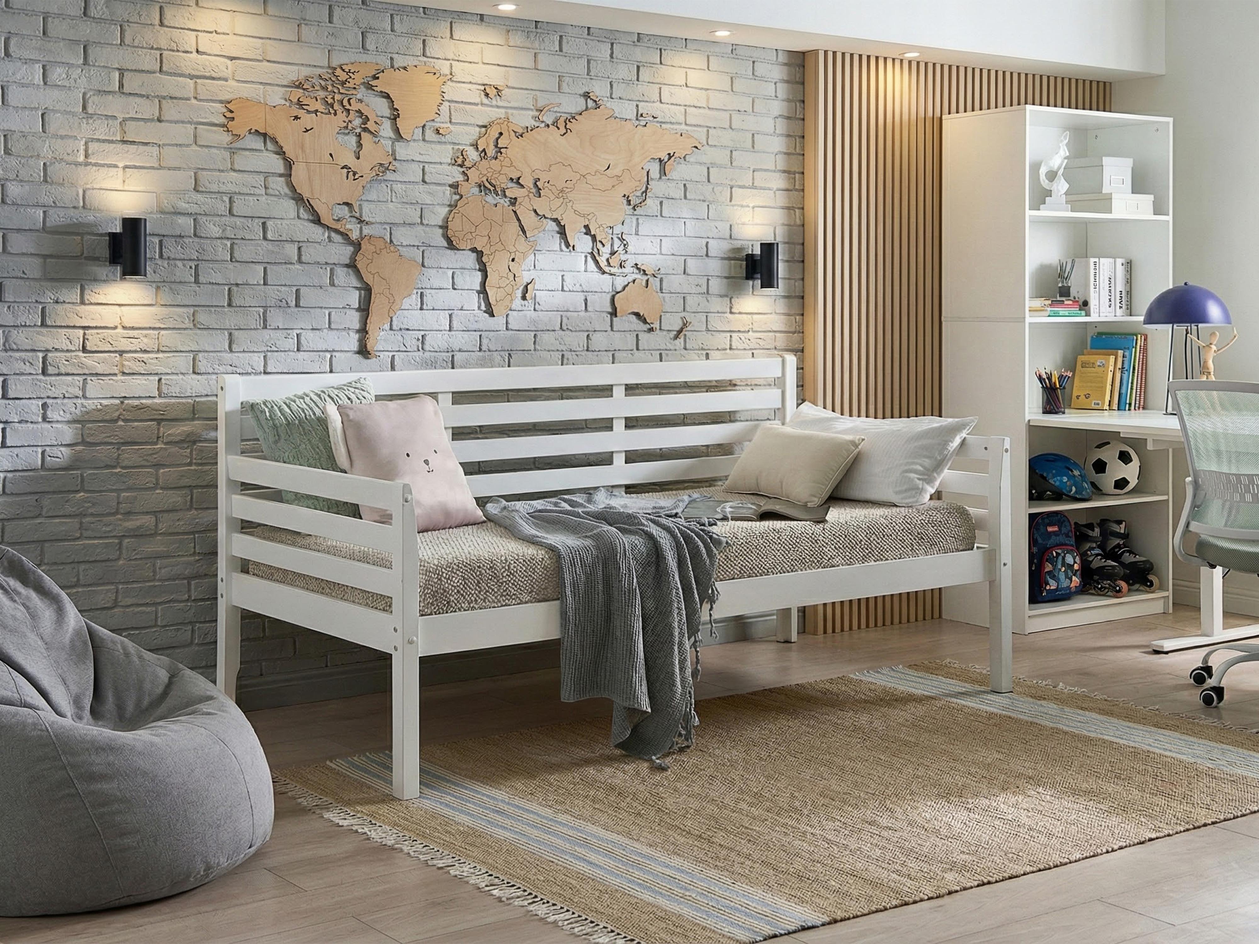 Bedbank Hout THEZA 90 x 200 cm Wit