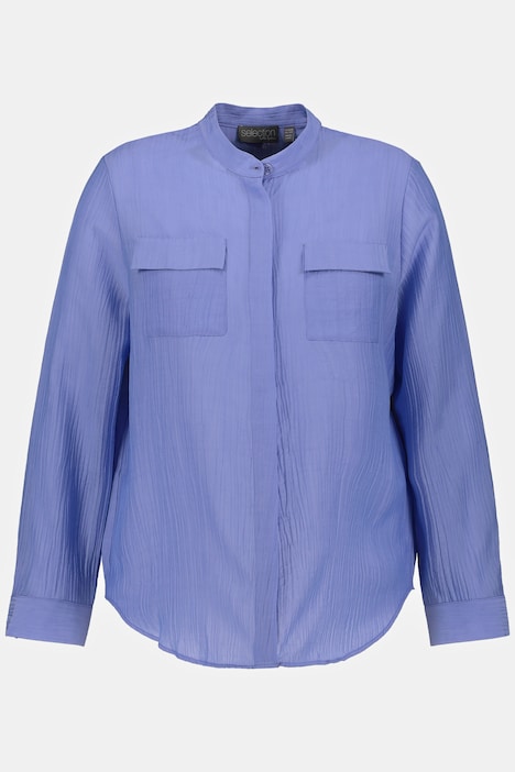 Bluse, Crashlook, A-Linie, Stehkragen, Langarm