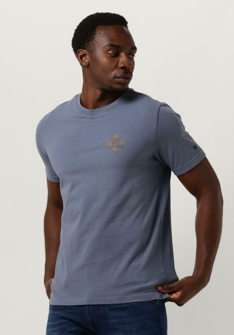 CAST IRON blauwe cast iron t-shirt short sleeve r-neck regular fit cotton