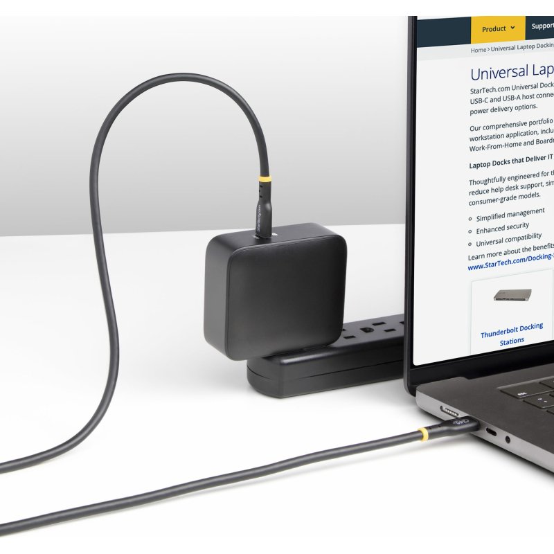 StarTech.com Câble de Charge USB-C de 4m, Charge et Synchronisation, 240W (5A) PD EPR, Câble de Charge USB 2.0 pour Ordinateur Portable, Certifié USB-IF , Gaine TPE - Cordon de Charge USB C Noir