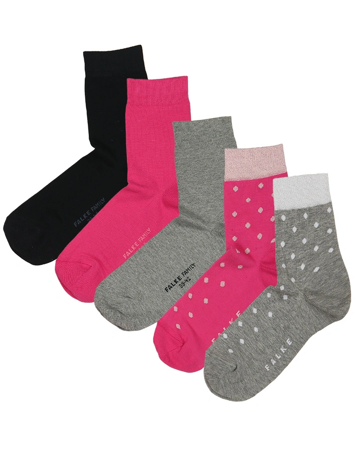 Socken UNI & GLITTERY DOTS 5er Pack in pink/grau/navy