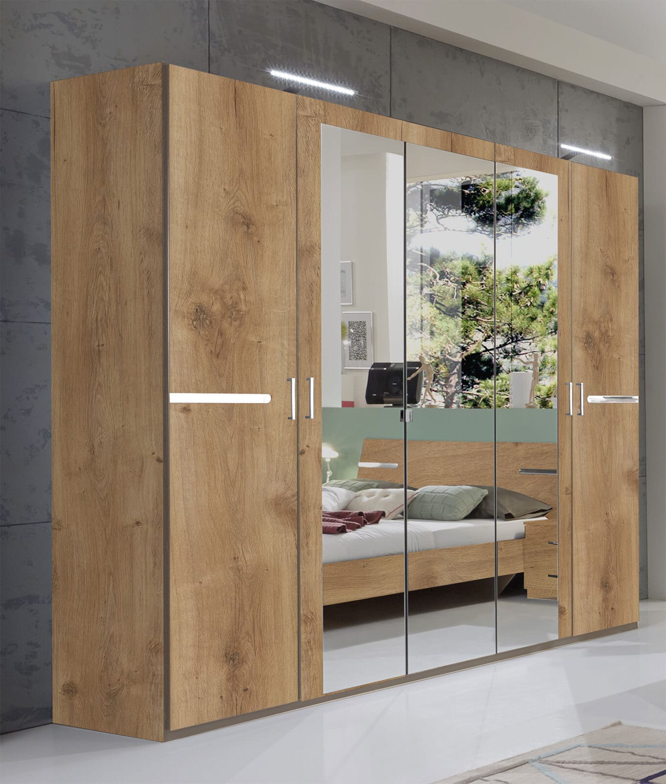 Drehtürenschrank Anna Plankeneiche Nachbildung ca. 225x210x58 cm