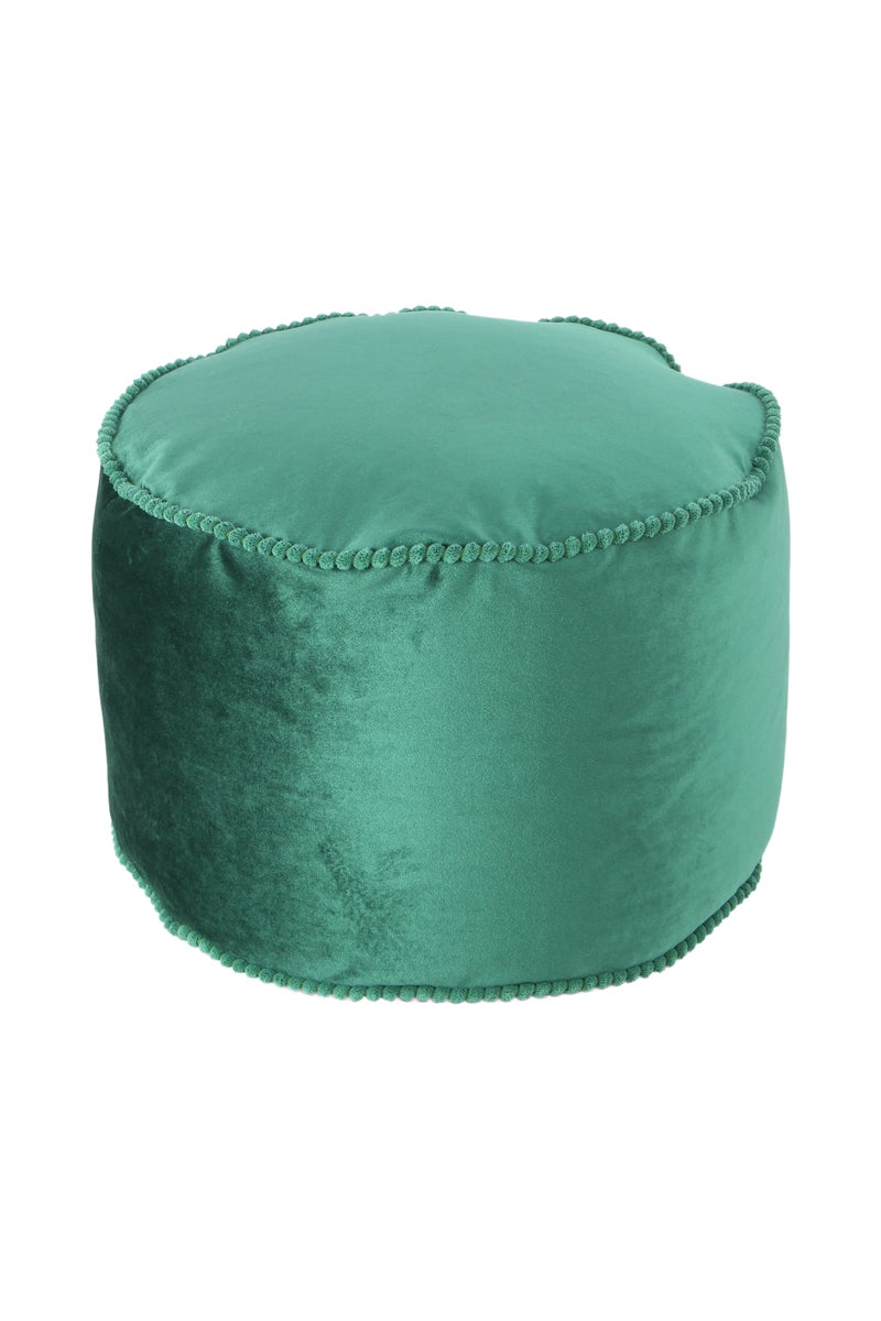 Poefkruk, fluweelzacht, oosters design, groen, rond, Ø 47 cm