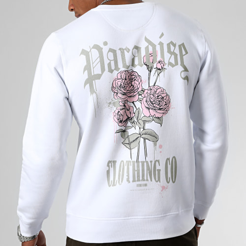 Sweat Crewneck Paradise Roses Clothing Blanc