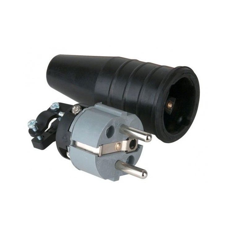 Showtec rubber schuko connector male 230V/240V grijs