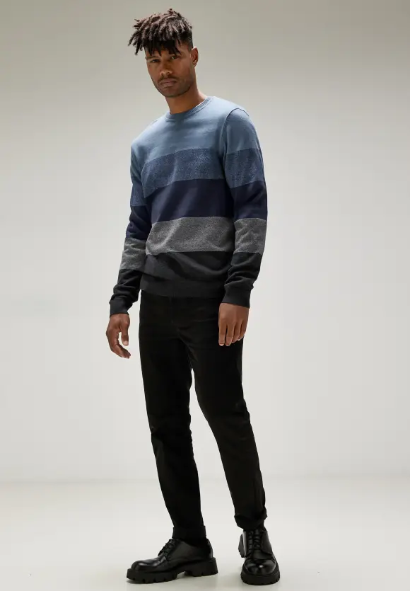 Pullover mit Streifenmuster - deep navy blue