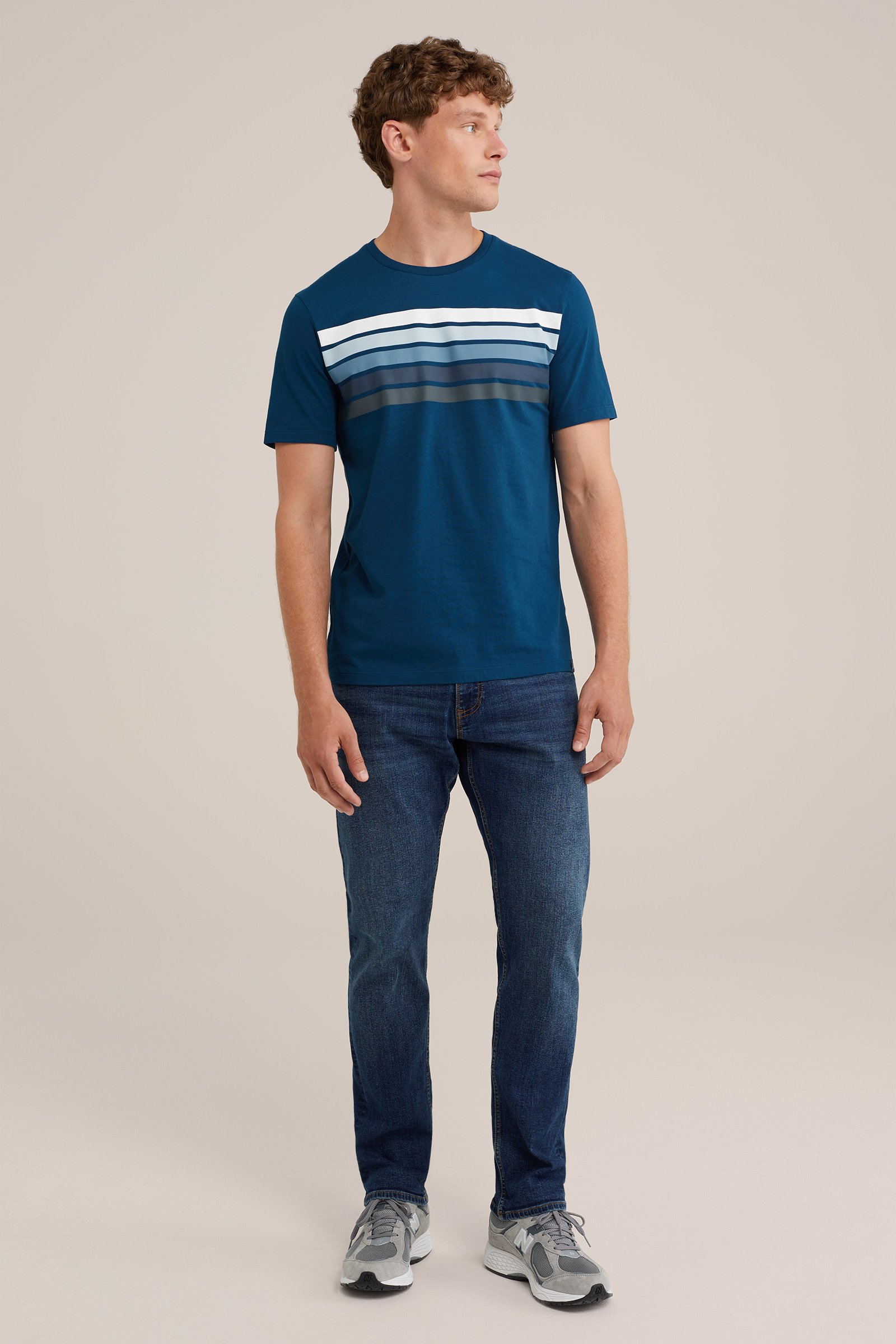 T-shirt met opdruk WE Fashion Petrol