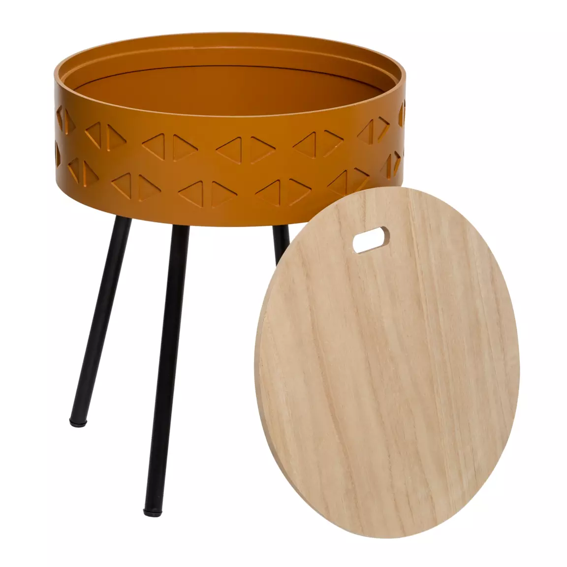 Table coffre en bois (H45 cm) Shiro Jaune moutarde