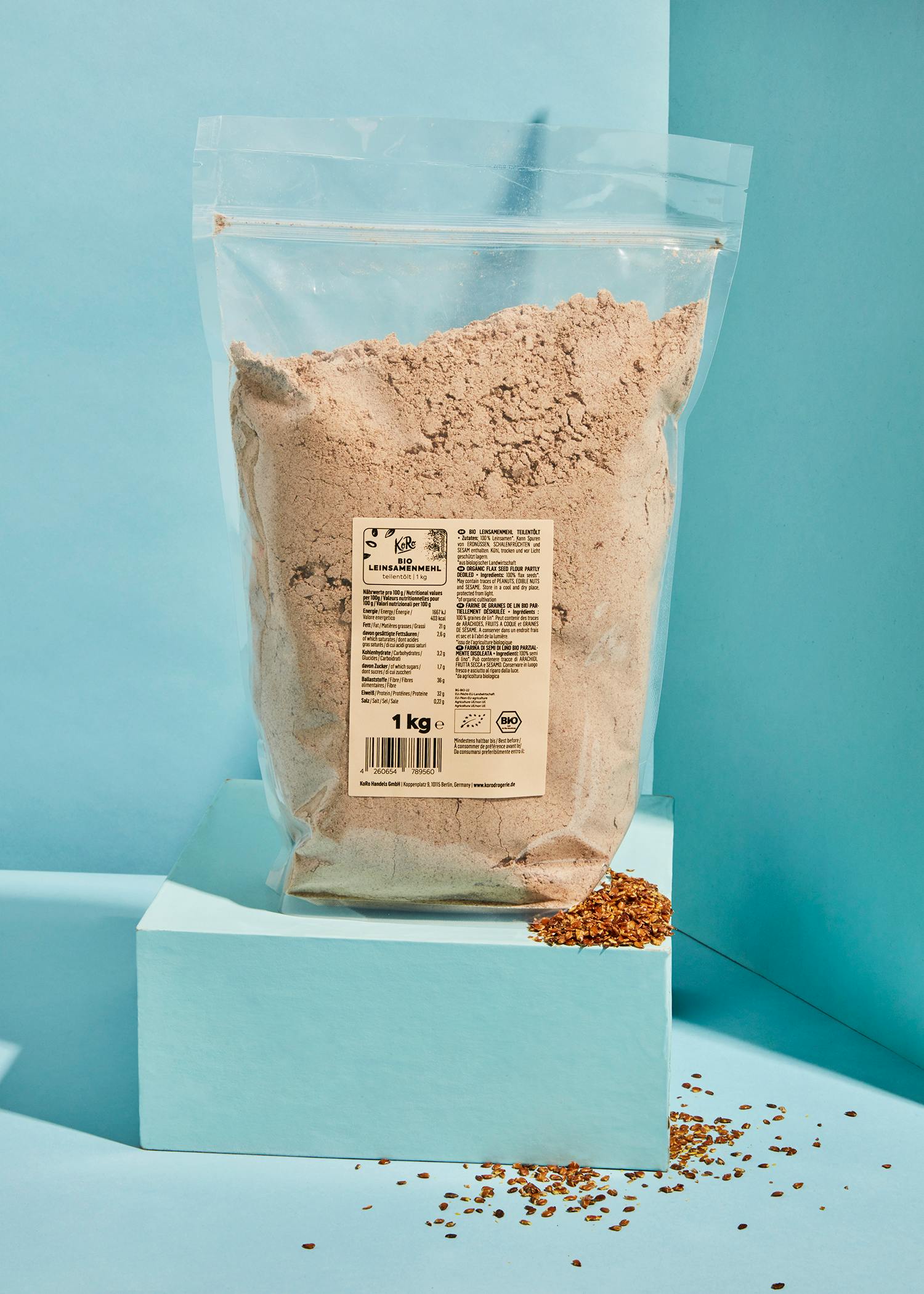 Teilentöltes Bio Leinsamenmehl 1 kg