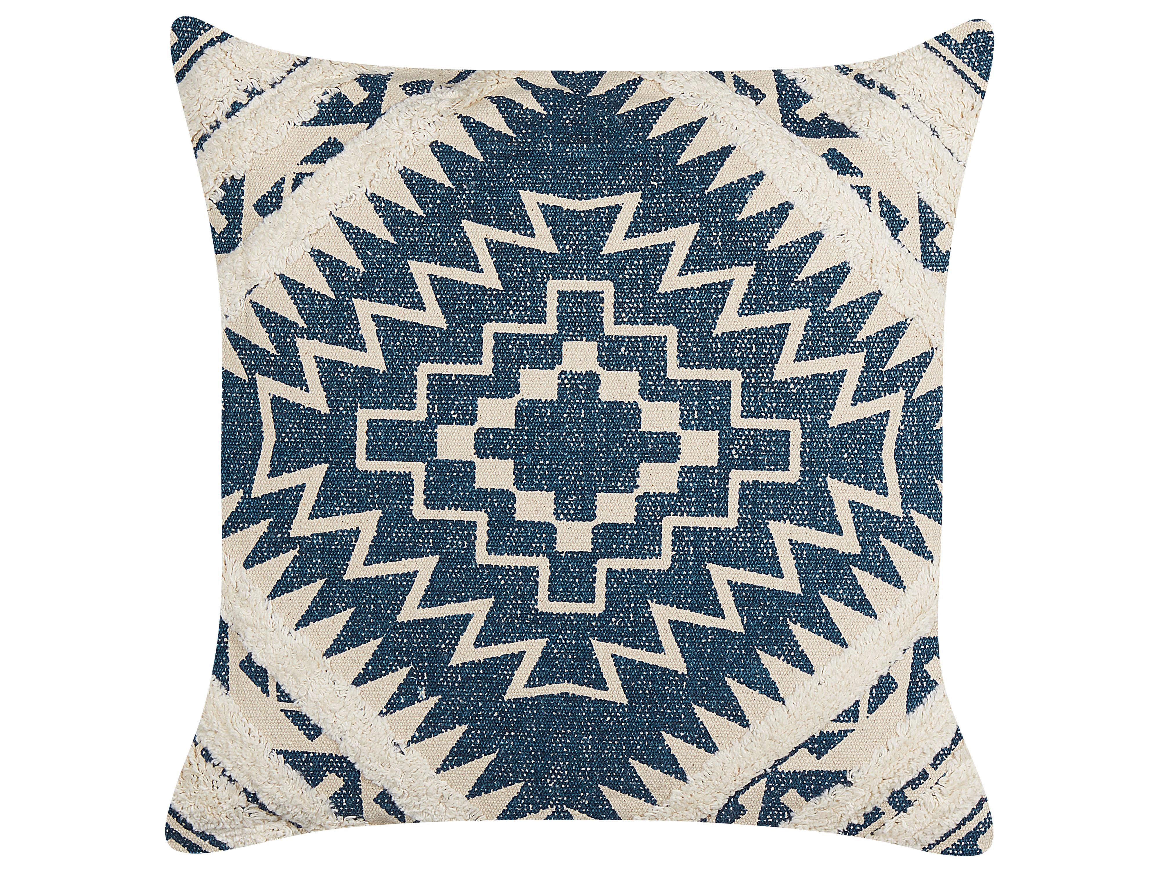 Set van 2 sierkussens SAFI Katoen 50 x 50 cm Blauw geometrisch patroon