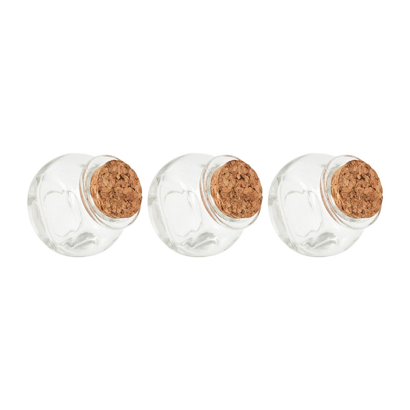 Mini opbergpotje met kurk - set van 3 - 5 ml