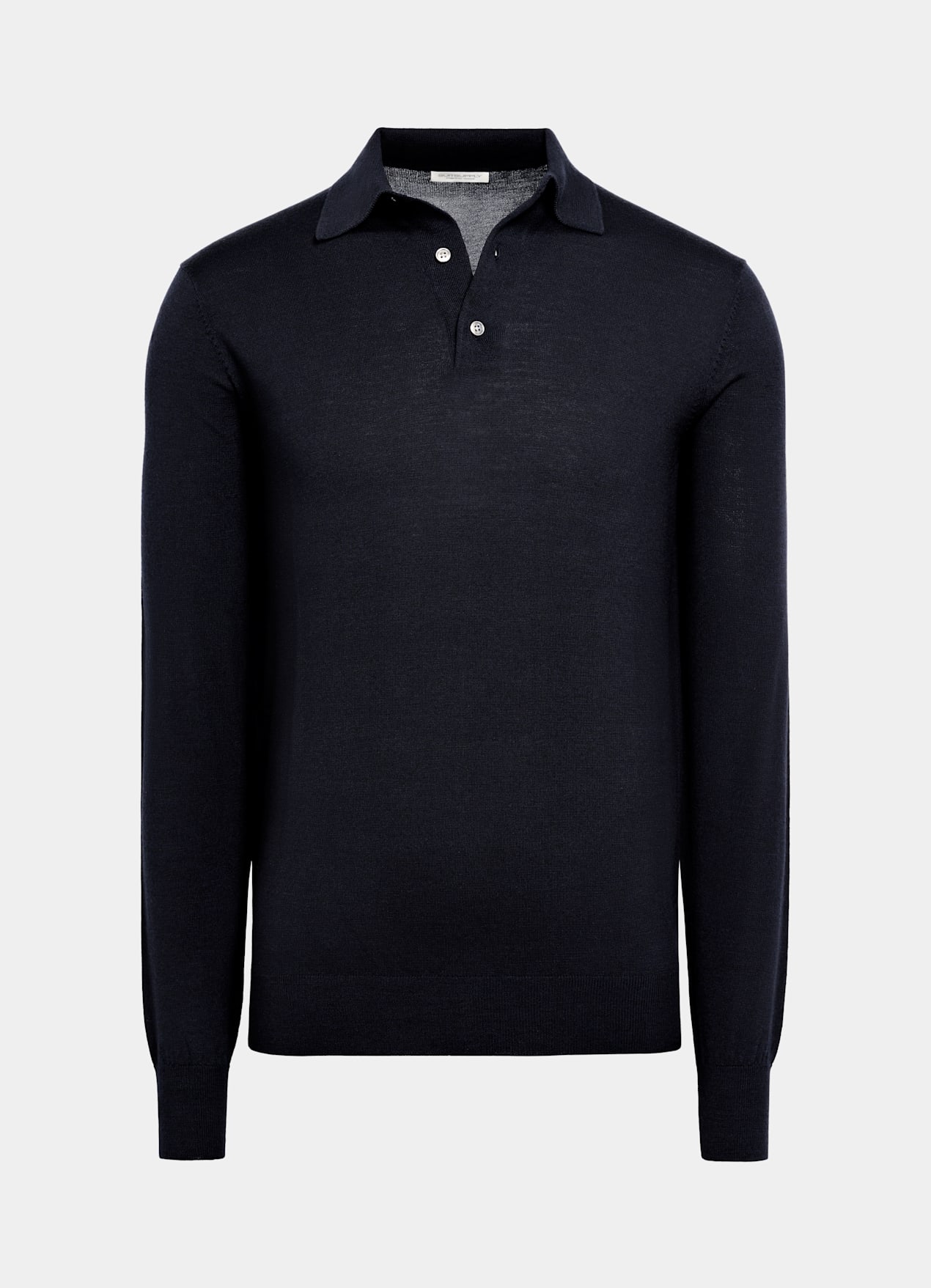 Polo manches longues Merino bleu marine