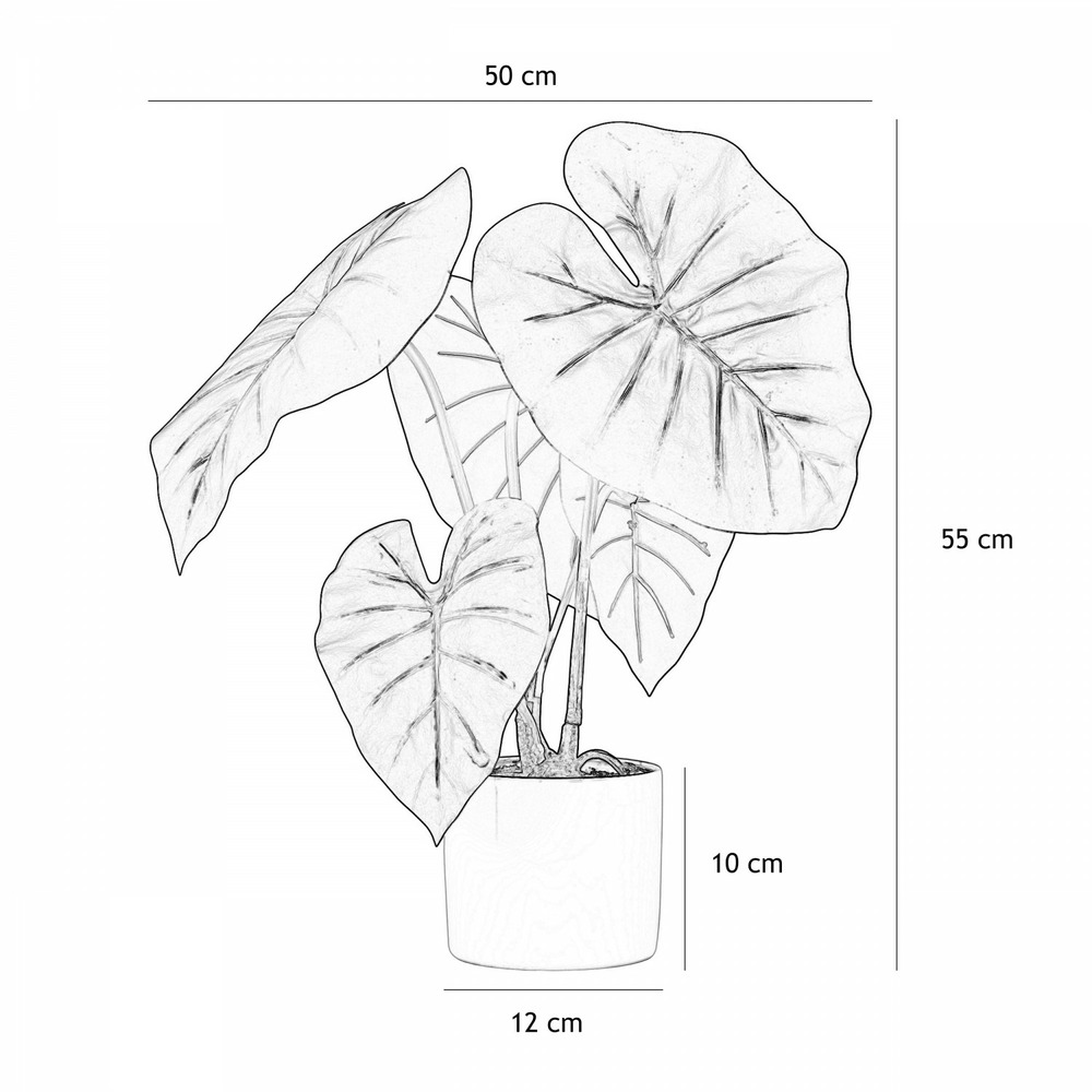 Plante taro artificiel en pot céramique 55cm