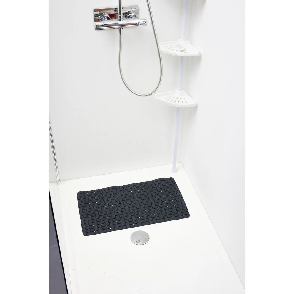 Tapis de douche antidérapant plastique noir 38x68cm