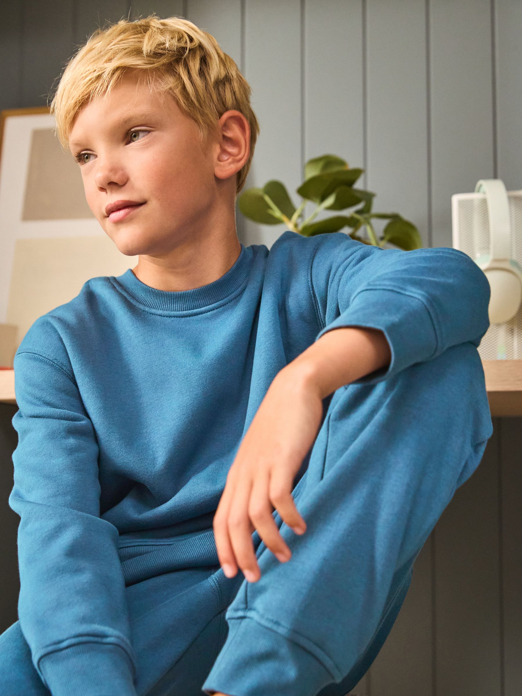 Blauw - Enkele behaaglijke fleece pyjama (3 - 16 jr)