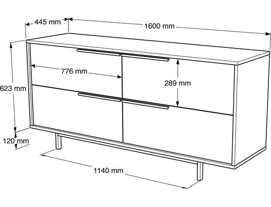 CONCEPT1 - Bahut On3s noyer 160 x 44,5 x 74,3cm