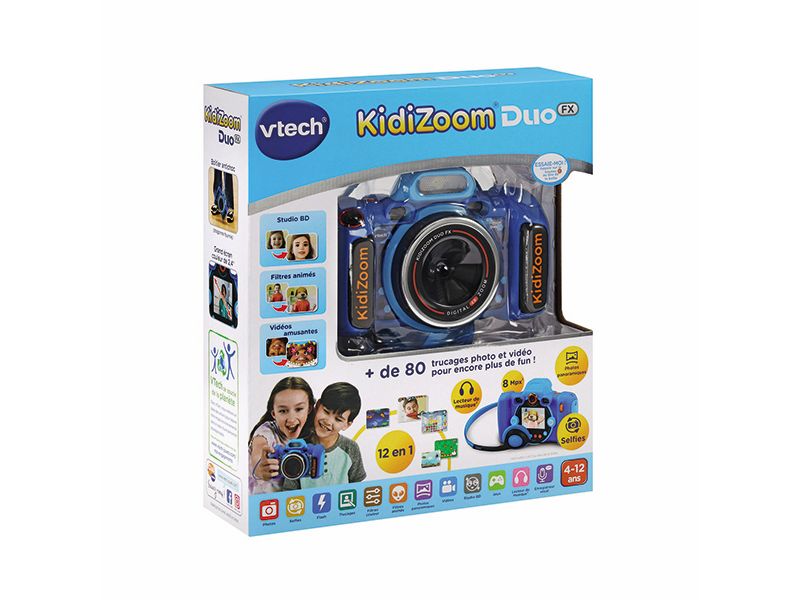 Vtech Kinderkamera Kidizoom Duo FX -FR- Blau Multifunktionale Digitalkamera mit integriertem Blitz