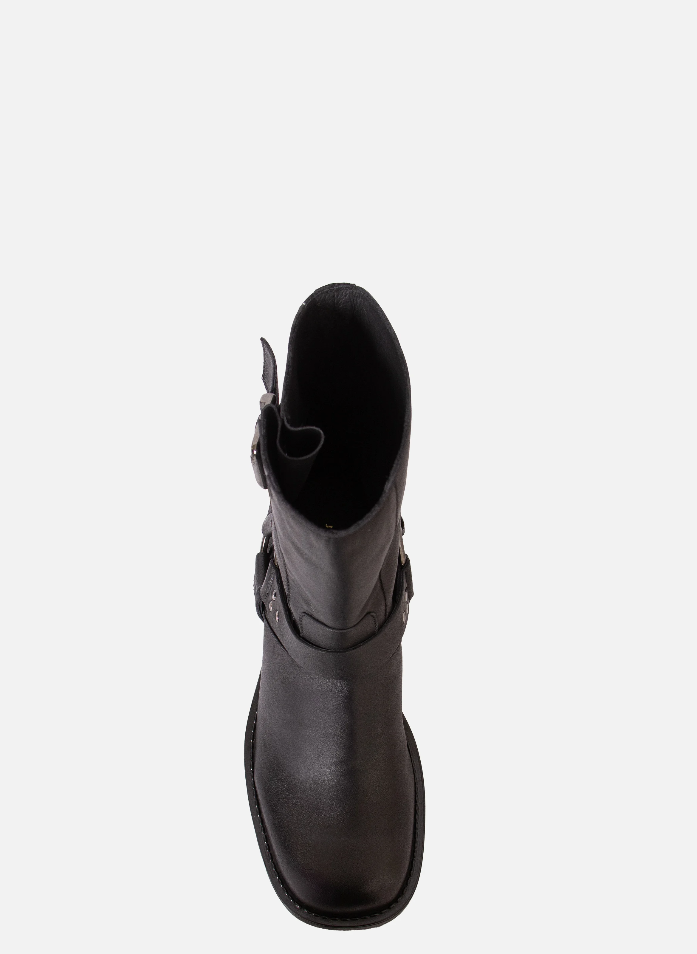 Bottines biker cuir | Noir
