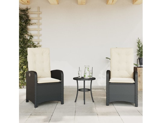 VIDAXL - Chaises inclinables de jardin lot de 2 et coussins noir roti...