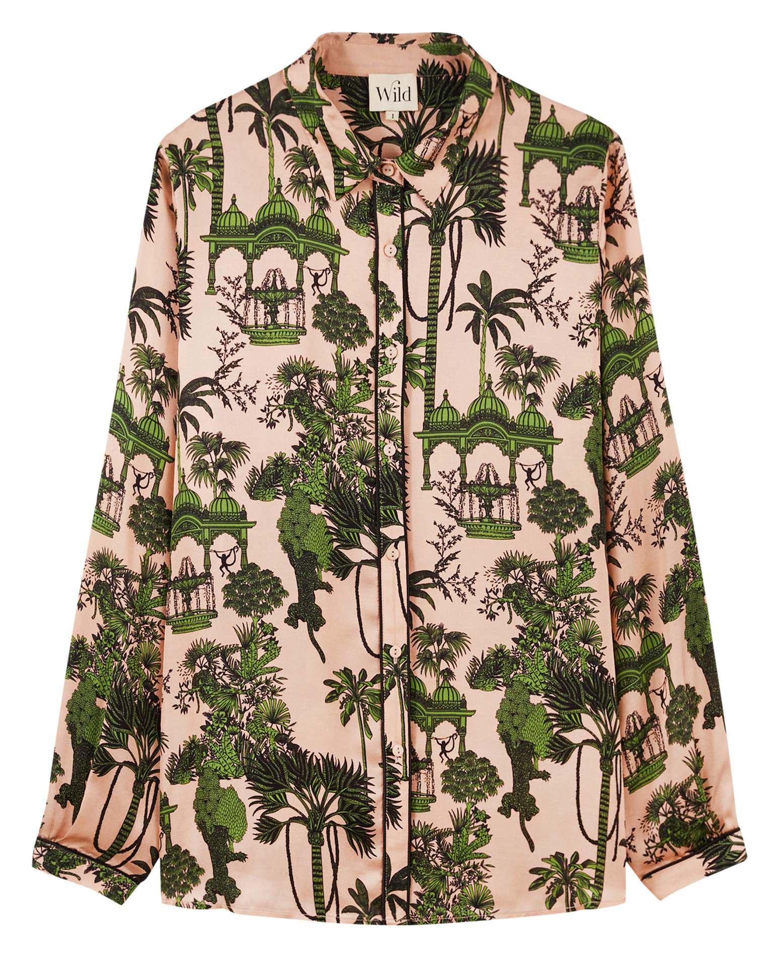 MANI - Chemise ajustée imprimée satinée| Beige