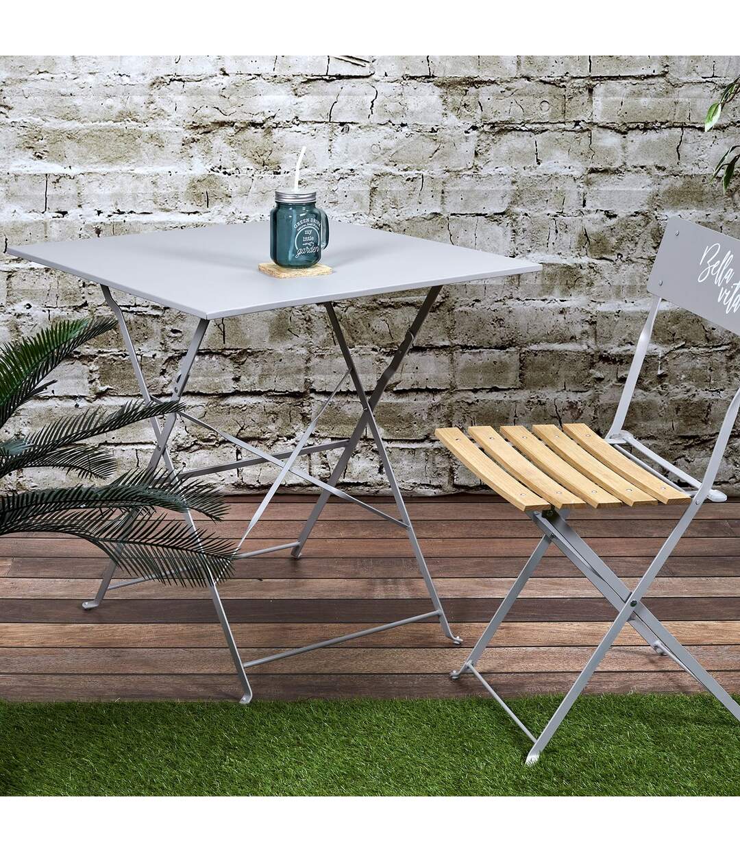 Table d'extérieur pliante Palerme - Taupe