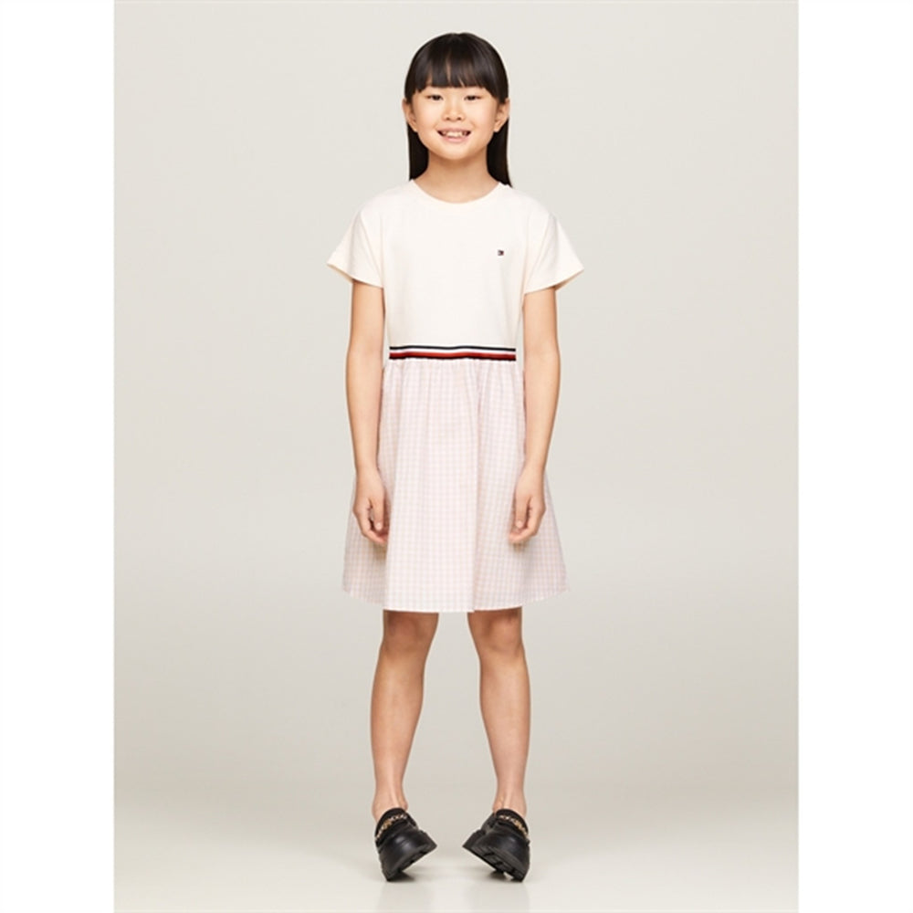 Køb Tommy Hilfiger Gingham Combi Kjole Whimsy Pink Check