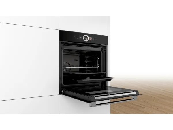 Bosch Serie | 8 HSG636BB1 - Ovn - med dampfunktion - til indbygning - niche - bredde: 56 cm - dybde: 55 cm - højde: 58.5 cm - med selv-rengøring - Klasse A  - sort