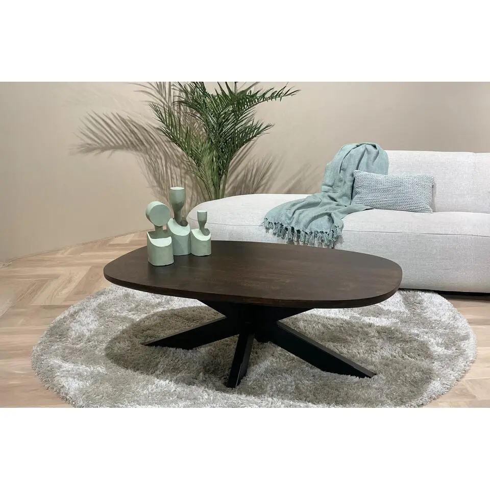 Livingfurn - Salontafel Jesper Brown 120cm - Mangohout / Gecoat Staal