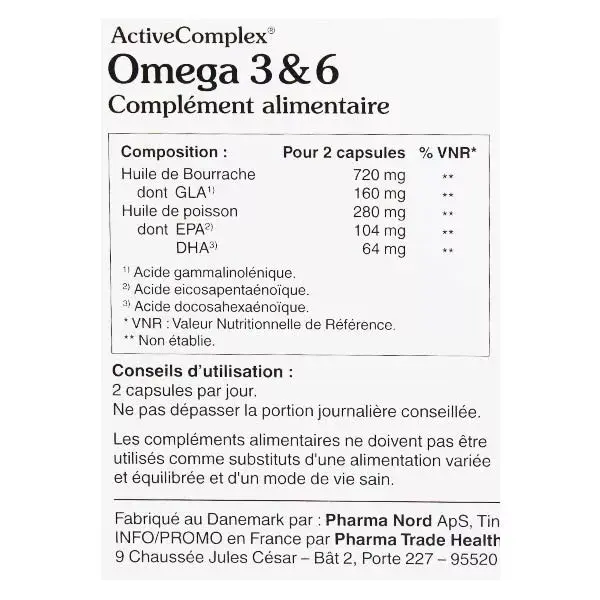 Pharma Nord ActiveComplex Ômega 3 e 6 - 60 cápsulas